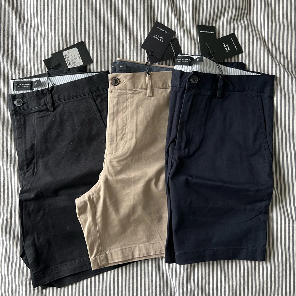 NWT set of 3 men’s club Monaco Baxter shorts size 29